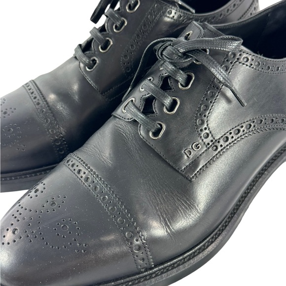DOLCE & GABBANA Wingtip Black Leather Perforated Men's Oxfords 9.5UK - 10.5 US - Picture 5 of 12